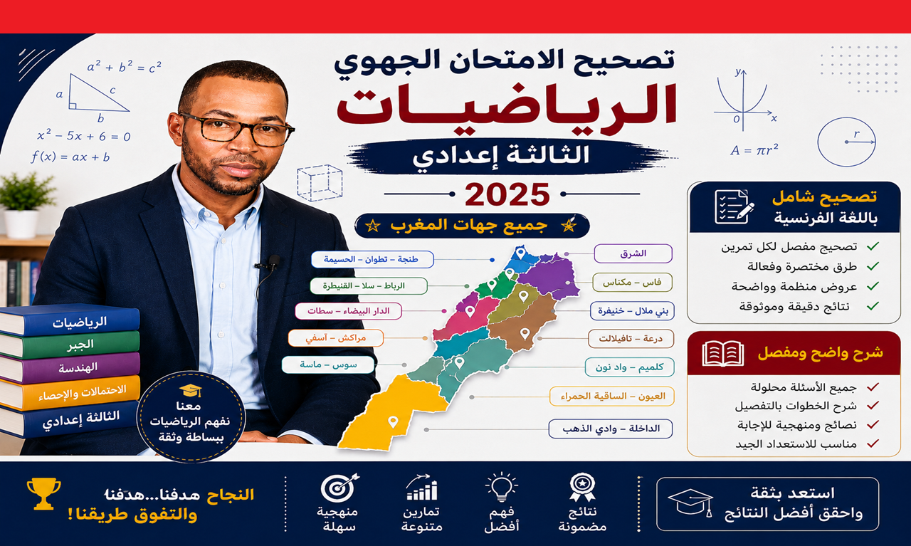 Examens régional maths 3ac 2025 -جميع الجهات